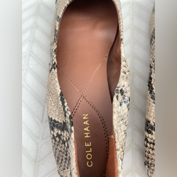 Cole Haan Tali Bow Ballet Flat Snakeskin Embossed Leather Size 6 - Picture 6 of 10